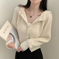 Temperament Leisure Design Sense Niche Double Zipper Hooded Sweater Coat