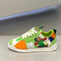 Fashion Soft Bottom Low-top Fabric Leather Stitching Breathable Personality Casual Shoes