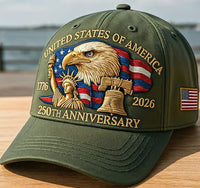 Embroidered American Eagle Head Baseball Cap - America 250th Anniversary Commemorative Design - Cotton Blend Adjustable Snapback Hat For Men And Women