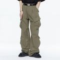 Wide-Leg Straight Leg American Army Green Multi-pocket Cargo Pants