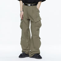 Wide-Leg Straight Leg American Army Green Multi-pocket Cargo Pants