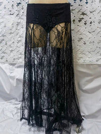 Lace-Panel Low-Waist Bodycon Maxi Dress Versatile And Slimming
