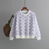 Jacquard Long-sleeved Sweater Loose Round Neck Western Style