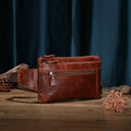Men's Outdoor Work First Layer Cowhide Large Capacity Waterproof Waist Bag
