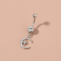 European and American fashion trend stainless steel natural color belly button nail moon star diamond exquisite sparkle body piercing jewelry