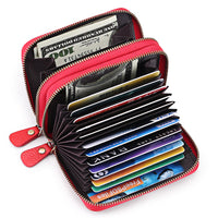 First Cowhide Double Layer Zipper Expanding Card Holder
