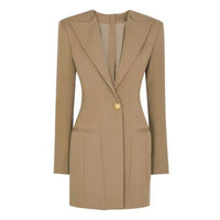 Fashionable Solid-Color Long-Sleeve Suit Dress For Women