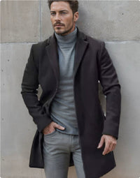 Tweed Coat Men's Medium-length Thickened Jacket