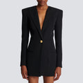 Fashionable Solid-Color Long-Sleeve Suit Dress For Women
