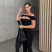 Off-shoulder Short Sleeve Exercise Casual Pants Jumpsuit