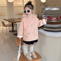New Children Fashionable Fleece-lined Little Girl Thickened Warm Coat