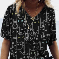 Summer Sexy V-Neck Short-Sleeve Cartoon Animal Print