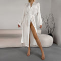 Cardigan-laced Robe Loose-fitting Long-sleeve Womens Loungewear