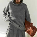 Women's Retro Gray Hooded Sweater Pullover Sweater