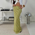 Green Plaid Contrasting Slim Fit Skirt