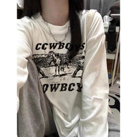 Long Sleeve Plus Size Women's White T-shirt