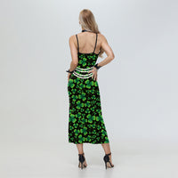 New Arrival Green Leaves 3D Digital Print Slip Dress For Women