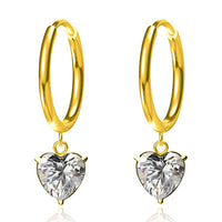 Stainless Steel Heart-Shaped Zircon Earrings Fashionable For Women