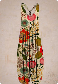 Abstract Printed Loose Plus Size Casual Suspender Jumpsuit