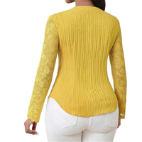 Hollow-out Long-sleeve V-neck Cardigan