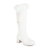 Womens Tall Fleece-lined Cotton Over-the-knee Boots