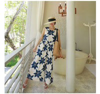 Loose Round Neck Sleeveless Floral Jumpsuit