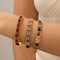 Fashionable Titanium Steel Vacuum-Plated Square Diamond Bracelet