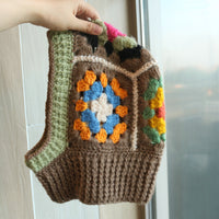 Mohair Contrast Color Niche Hand Crocheting Knitted Neckerchief One Sleeve Cap Warm Wool Hat