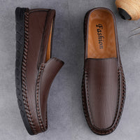 Men's Leather Round Toe Casual Shoes Breathable Soft Bottom