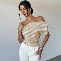Short-sleeve Office-style Versatile Fitted Knit Top T-shirt