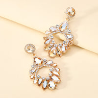 Crystal Wreath Drop Earrings Sparkly Rhinestone Statement Jewelry For Women Wedding Party Prom Festival Daily Wear