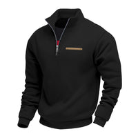 Men's Warm Stand Collar Contrast Stripes Sport Sweatshirt