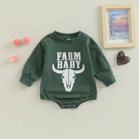 0-18m Autumn Boy Sweatshirt Jumpsuit Long Sleeve Farm Baby's Printed Jumpsuit