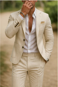 Men's Digital Printing Casual Suit Top Two-piece Pants