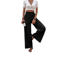 Womens Casual Loose Slimming Wrinkled Wide-Leg Pants
