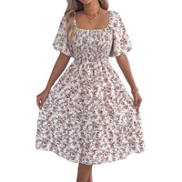 Floral Short-Sleeve Slim-Fit Dress Womens Clothing