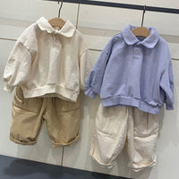 Children's New Tops Lapel Button Loose Casual Sweater