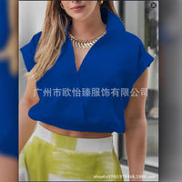 Women's Solid-Colored Sleeveless Cotton-Linen V-Neck Top