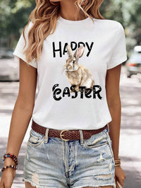 Women's Minimalist Printed Casual Round Neck Short Sleeved Shirt