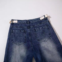 Loose Pleated Wide Leg Straight Jeans