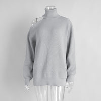 Fashion Pullover Knitting Turtleneck Off-the-shoulder Sweater