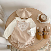 Collar Bottom Shirt Lace Love Strap Pants