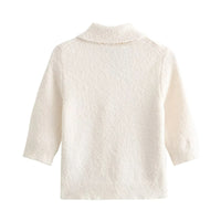 Autumn New Elegant Lapel Elbow Sleeve Sweater Women
