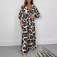 Fashion Leopard Print Elastic Waist Loose Jumpsuit
