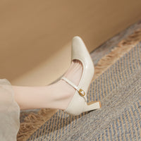 Microfiber Square-toe Chunky-heeled Pumps