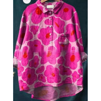 Loose Printed Crew Neck Casual Plus Size Women's Shirt
