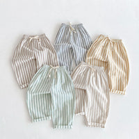 Children's Striped Lace-up Casual Pants