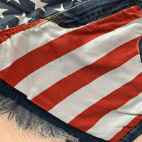 Fringed Star-Print Denim Shorts For Women