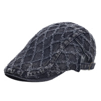 Retro Frayed-edge Distressed Denim Beret With A Laid-back Vibe