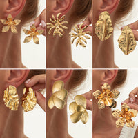 Liquid Metal Pleated Flower Stud Earrings